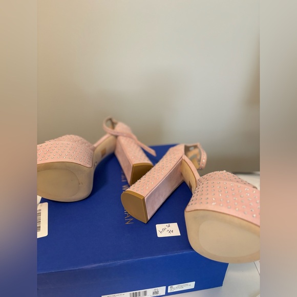 STUART WEITZMAN Sky High Embellished Ankle Strap Platform Sandals - Size 10b - Picture 7 of 10